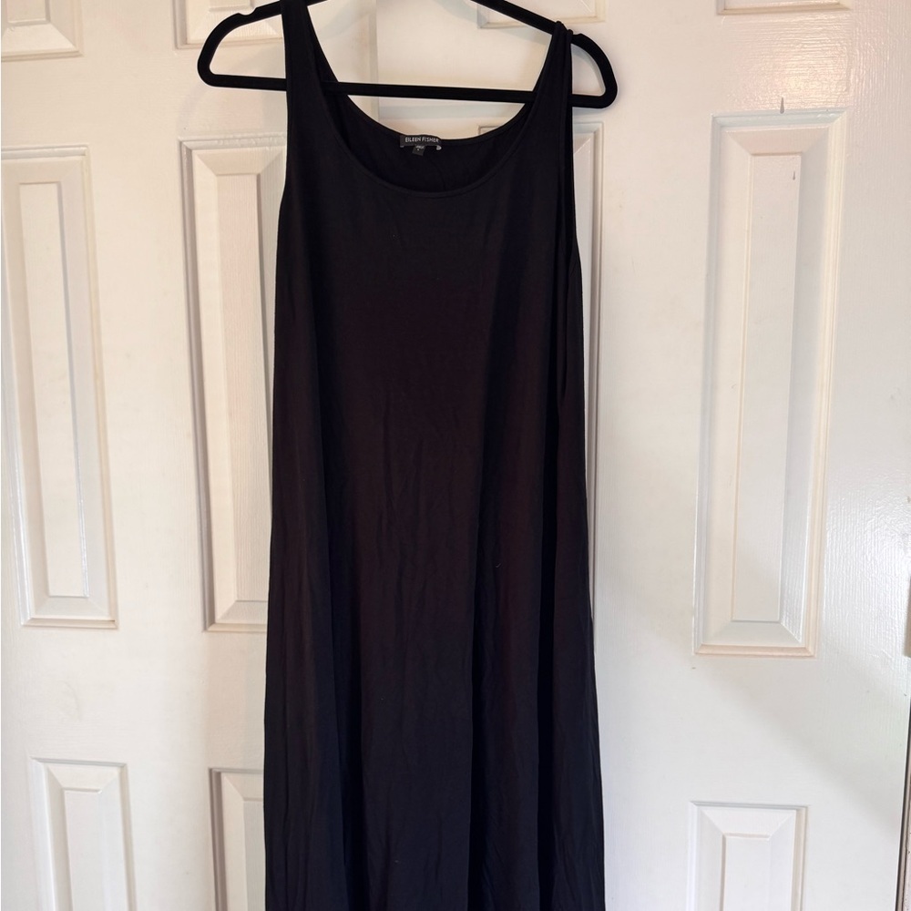 Eileen Fisher Black Sleeveless Maxi Dress 2 Size Large